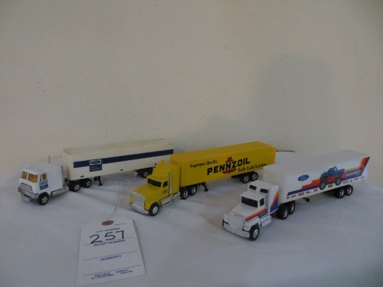 Ford Bigfoot, Pennzoil and Ford Tractors Equipment Semis and trailers (3)