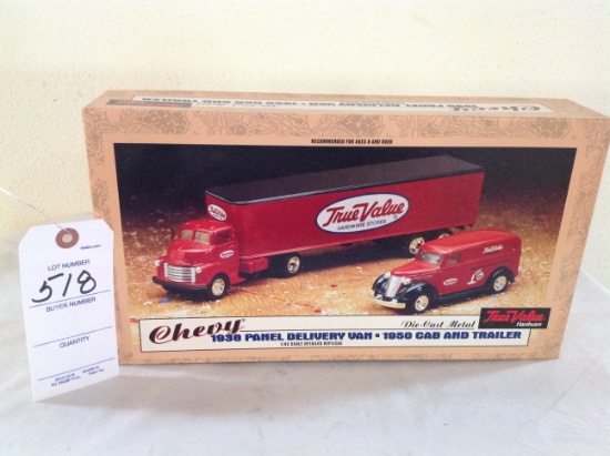 Etrl Chevy 1938 Panel Delivery van 1950 Cab and Trailer True Value Hardware