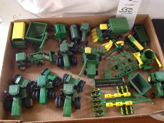 Box of Misc John Deere 1/64 scale tractors