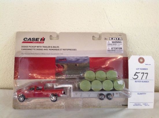 Ertl Dodge Pickup with trailer & bales