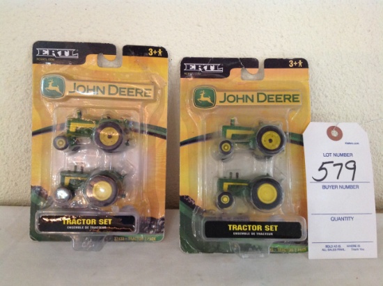 2 John Deere Tractor Sets  Ertls