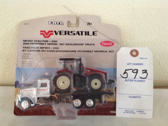 Ertl Versatile 290 Tractor and Peterbilt Model 367 Dealership truck