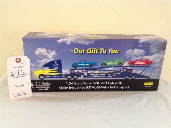 Spec Cast 1/64 Scale Volvo VNL 770 Cab with Miller Ind 53' Multi-Vehicle Tra