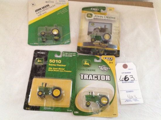 4 John Deere Tractors - 6400 MFWD tractor with ROPS, 4020, 5010, and John D