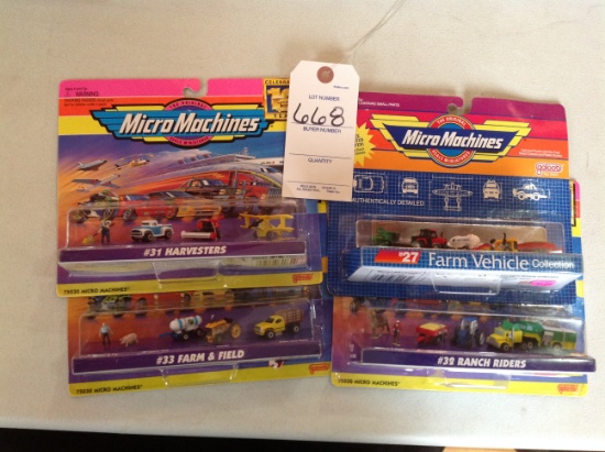 4 Micro Machines Sets #27 Farm Vehicle, #32 Ranch Riders, #33 Farm and Fie