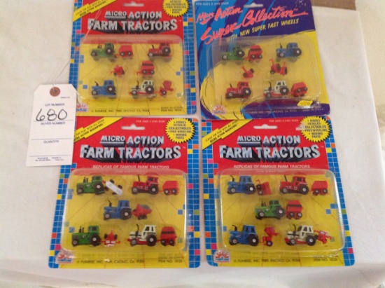 3 Micro Action Farm Tractors Sets and a Micro Action Super Collection tract