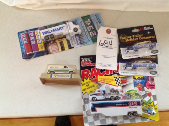 2 Tractor-Trailer Holiday ornaments, Nascar Richard Petty Truck, trailer, a