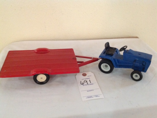 Ford Garden Tractor and red flatbed wagon