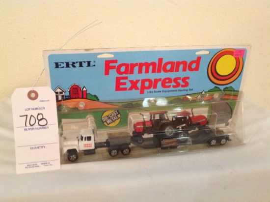 Ertl Farmland Express Equipment Hauling set semi with trailer and 2 interna