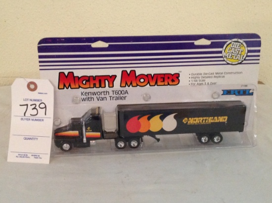 Ertl Mighty Movers Kenworth T600A with Van Trailer Northland Logo
