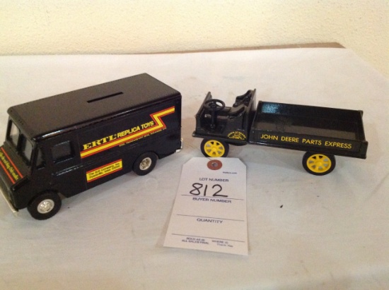 Ertl Bank Truck and John Deere Express parts hauler