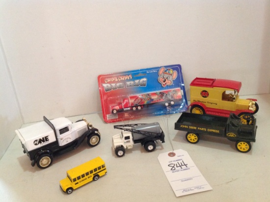 Chucky Cheese Big Rig semi, JD Parts Express truck, bus, sprayer truck & 2