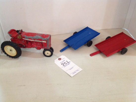 IH n/f tractor w/2 flat bed trailers
