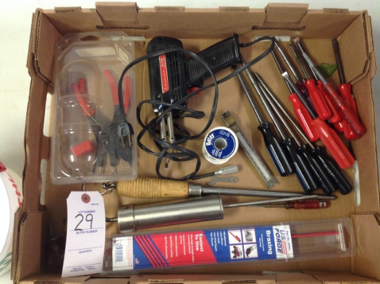 soldering gun w/solder wire, brazing, and tools