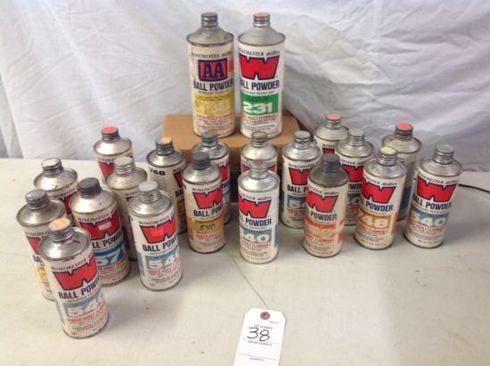 Winchester ball powder cans of many weights, all empty