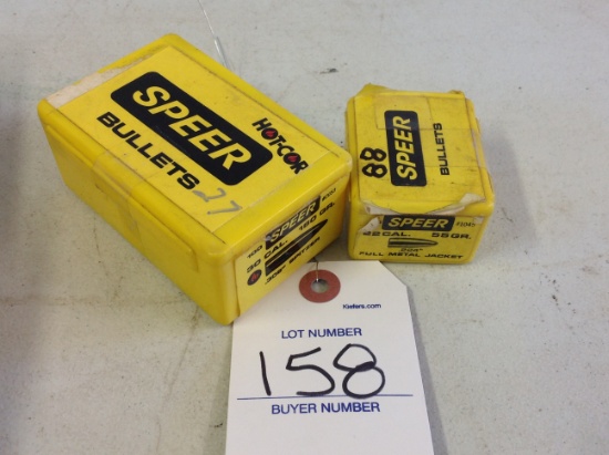 Speer 30 cal 180 gr .308 spitzer 27 or less pc's  & 22 cal. 55 gr .224 full