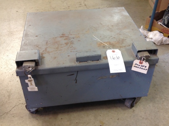 double lock gun powder box on wheels 22 1/2 w x 20 l x 9" d
