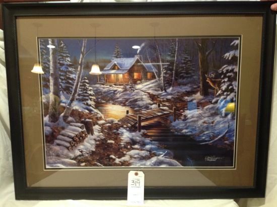 winter scene by Jim Hansel  matted & framed