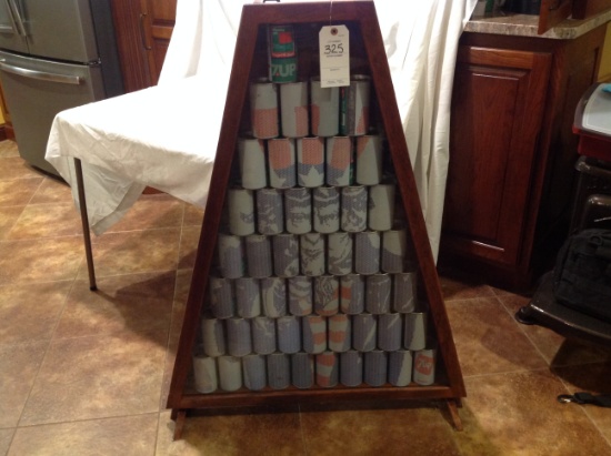 1976 Uncle Sam "I want you" 7-UP collection of state can's w/cherry wood gl