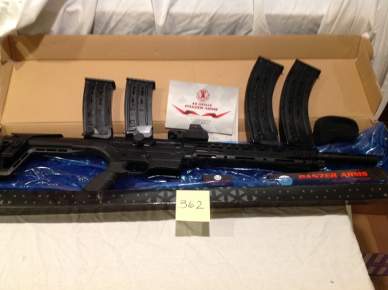 Panzer Arms AR 12 ga shot gun, has been fired, 4 mags 2 large & 2 small w/s