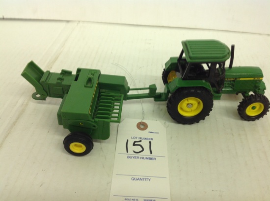 JD 3140 tractor w/baler  1/32 scale, lose cab