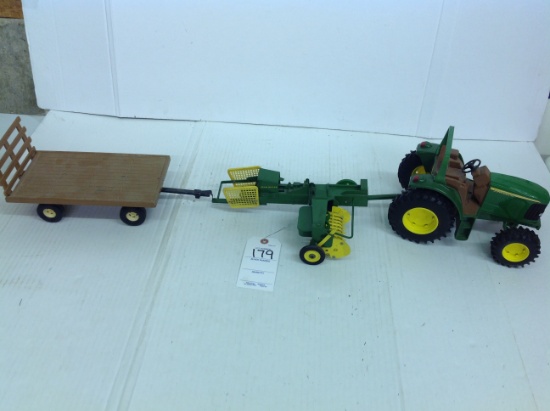 JD w/baler and flat rack