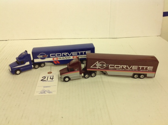 2 White GMC Corvette enclosed semi truck and trailers