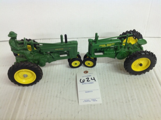 John Deere General Purpose tractor and a John Deere A with Driver