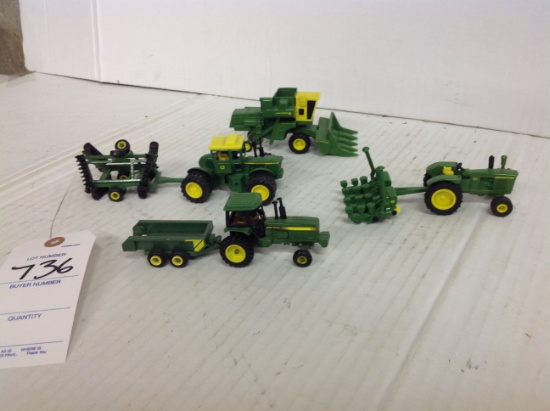 1/64 scale John Deere Combine with Tractors, Disc, planter, and spreader