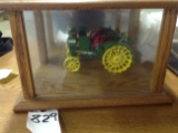 solid wood display case w/Waterloo Boy Model R Special Edition on steel