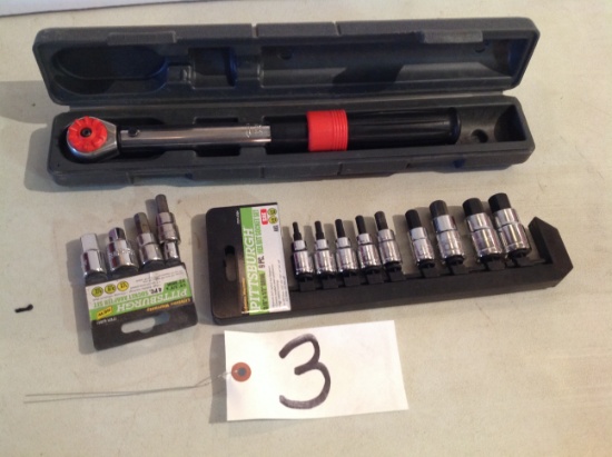Pittsburgh 3/8" & 1/2" hex bit socket set, Crescent torque wrench