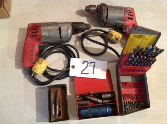 Milwaukee drill driver, Milwaukee 1/4"drill & drill pack w/easy out set