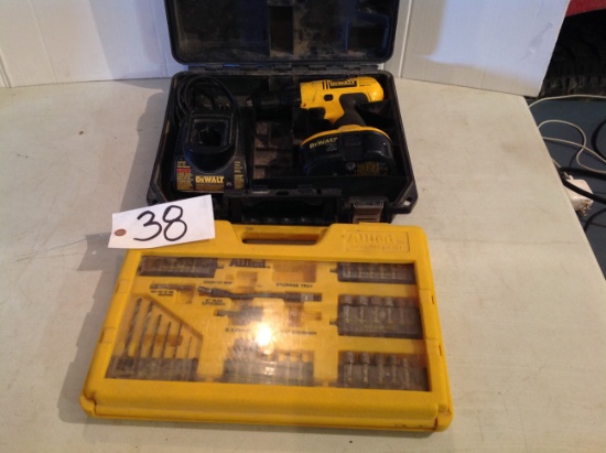 DeWalt battery operated drill w/Allied assorted drivers