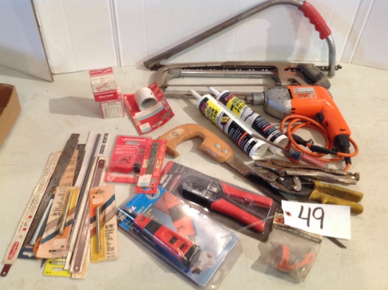 Black & Decker drill, hole drill, misc. items