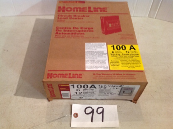 Square D Home line HOM612L100FCP Breaker panel 6 spaces 12 circuits