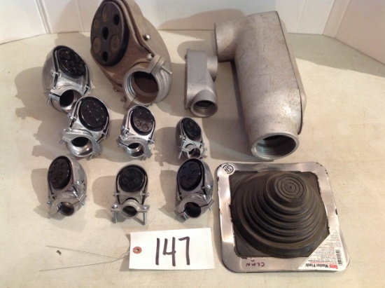metal service heads and 2 metal LB and 1 roof cap