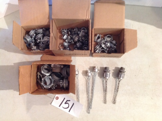 1/2, 3/4, 1, 1 1/4" box connectors, 1/2" string relive connectors
