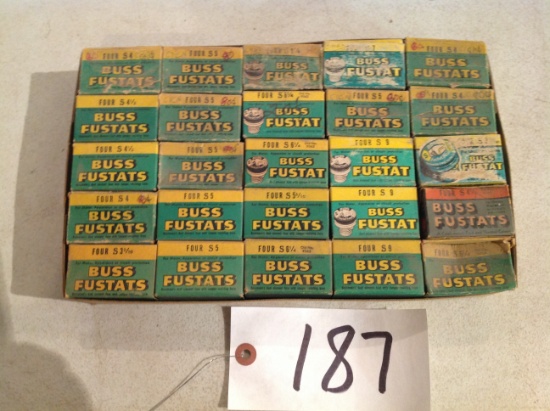 assortment of vintage Buss Fustat fuses