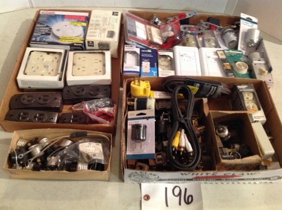 misc. assortment cords, switch's, sockets, plug ends, smoke alarm and more