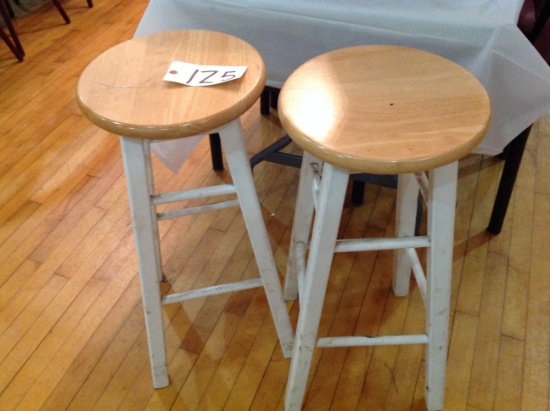 2 wood stools