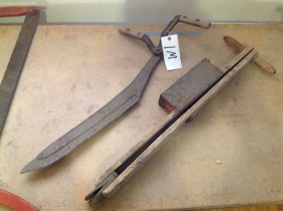 large anatique hand knife, vintage corn seeder