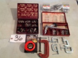 Alemite fitting assortment, tape measure, Blind rivet kit & clamps
