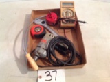volt meter w/drill, tape measure, crescent wrench & magnetic reach