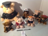 Harley Davids Stuffed Hog's 1 large and 6 small ones, Roamer, Punky, Racer, Motor h