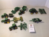 1/64 scale John Deere toys 12 pc's tractors, and implements