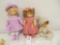 3 dolls in Crocheted Dresses