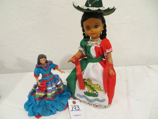Hispanic Holiday doll and Porcelain Hispanic doll