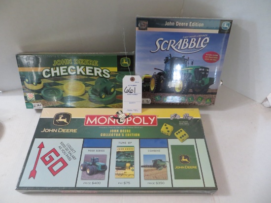 John Deere 3 games, Checkers, Scrabble and Monopoly, all never opened