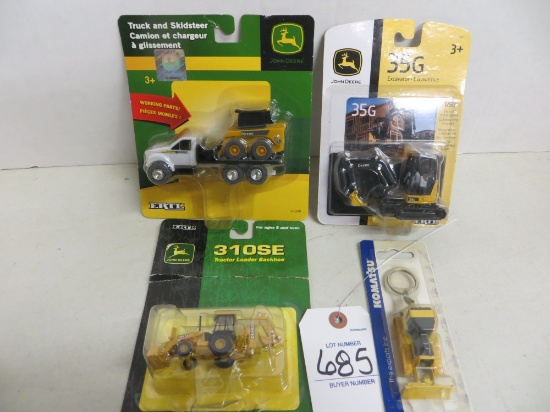Truck, skid loader , 3108 backhoe, Excavator and key chain