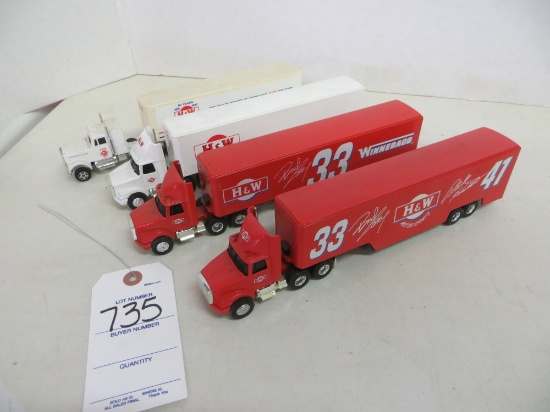 4 H & W semi's w/trailers